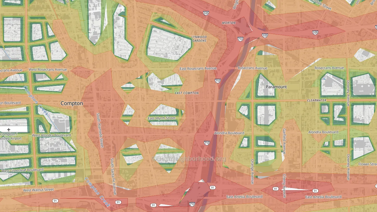 East Rancho Dominguez, CA Map of Noise Levels in East Rancho Dominguez