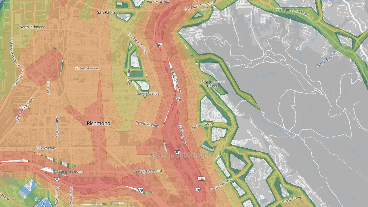 East Richmond, Richmond, CA Map of Noise Levels in East Richmond