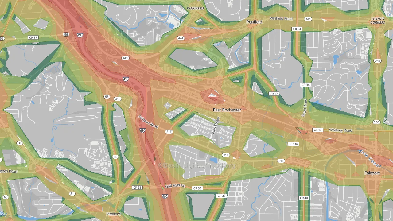 East Rochester, NY Map of Noise Levels in East Rochester