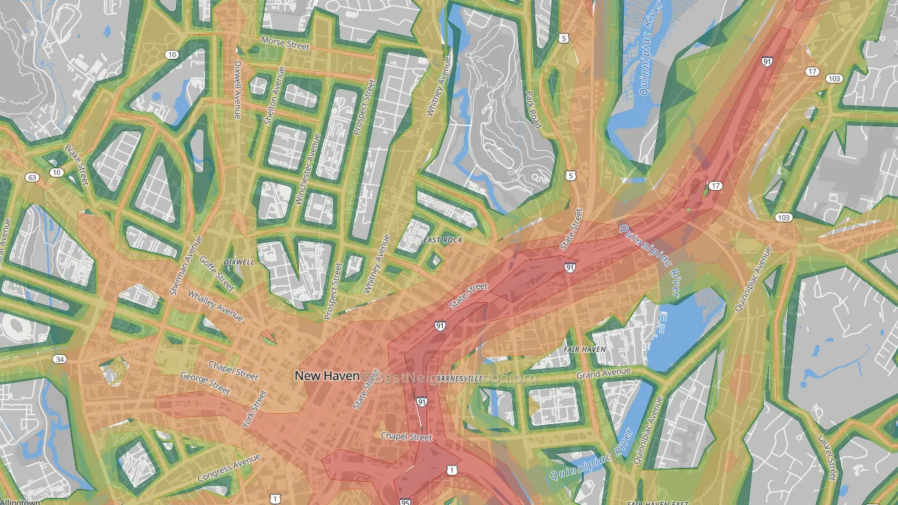 East Rock, New Haven, CT Map of Noise Levels in East Rock