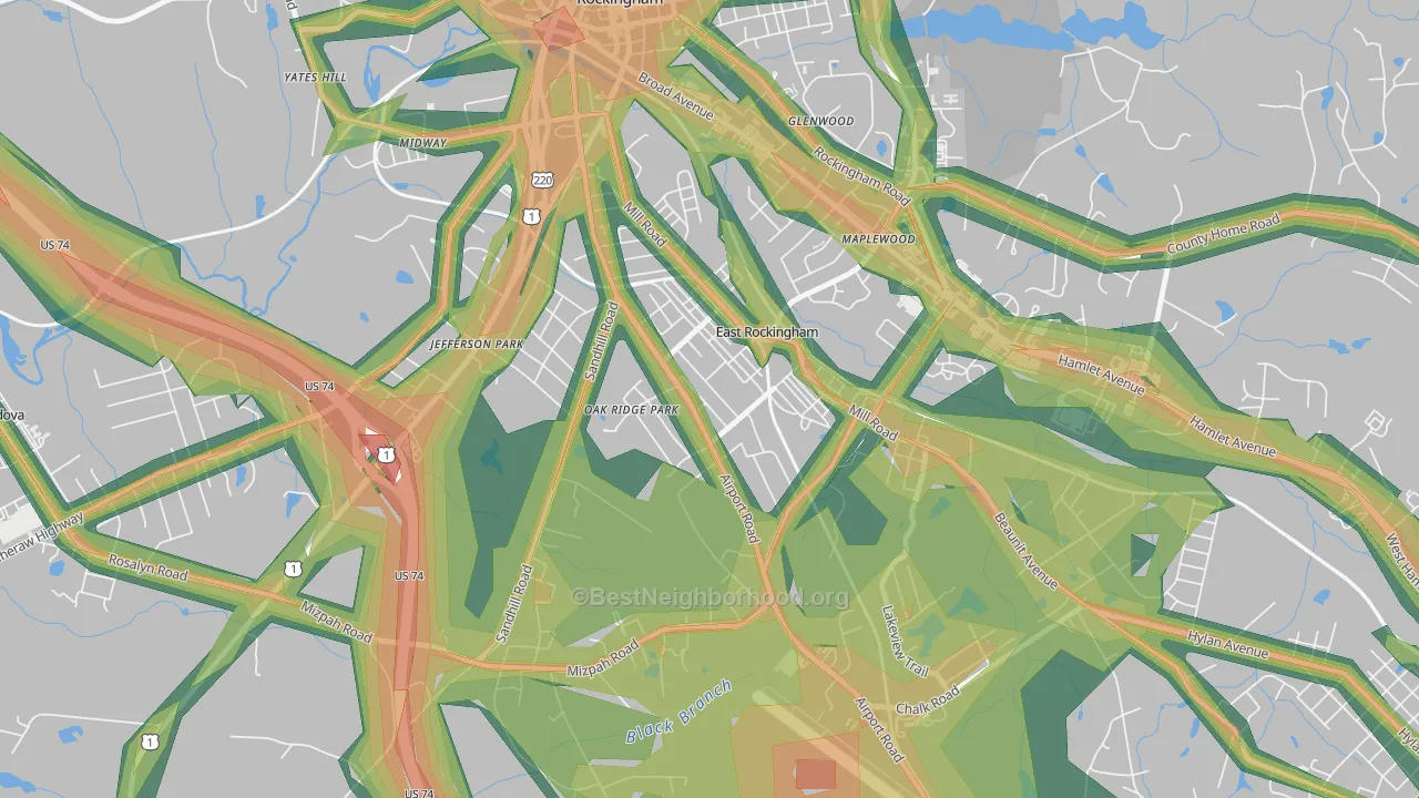 East Rockingham, NC Map of Noise Levels in East Rockingham