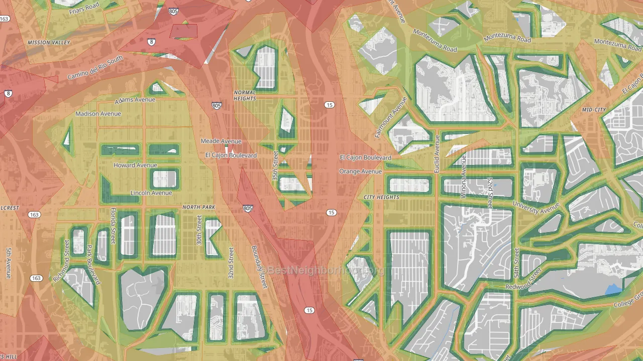 East San Diego, San Diego, CA Map of Noise Levels in East San Diego