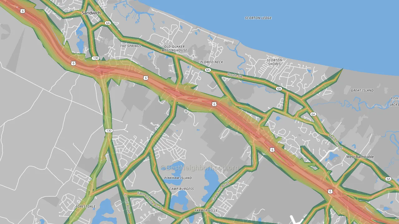 East Sandwich, MA Map of Noise Levels in East Sandwich