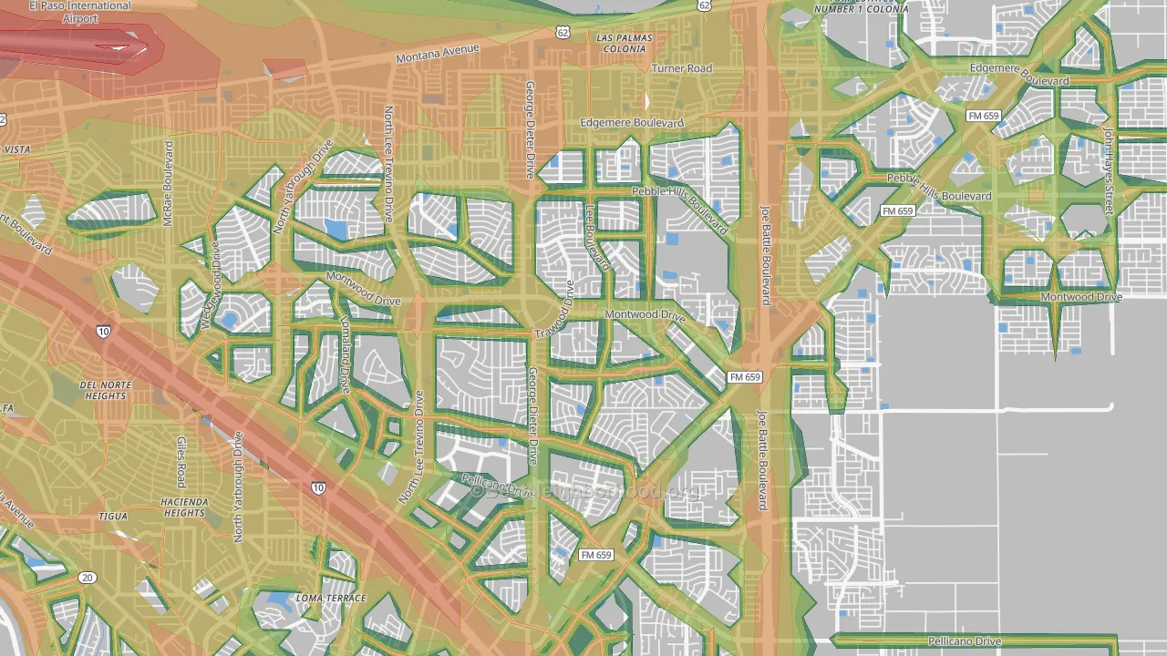 East Side, El Paso, TX Map of Noise Levels in East Side