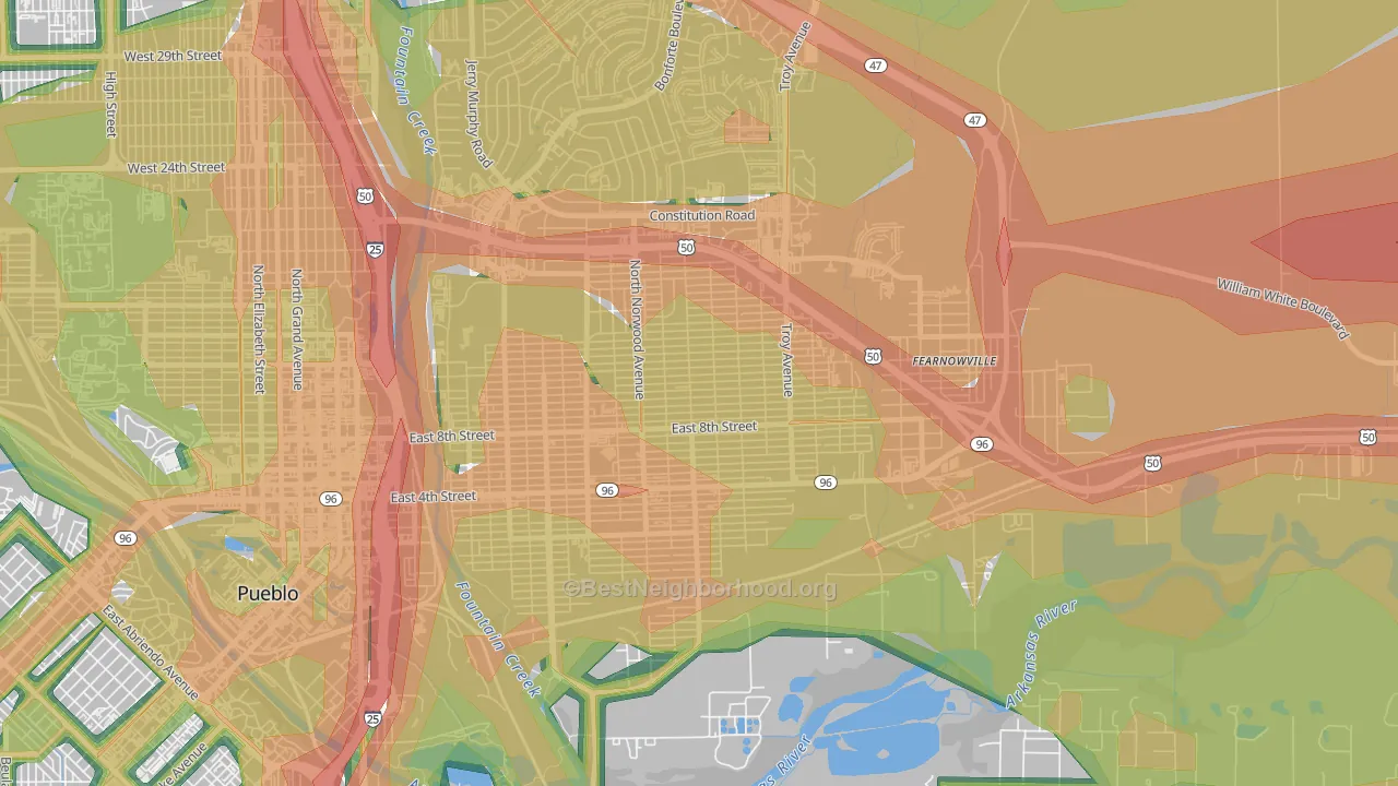 East Side, Pueblo, CO Map of Noise Levels in East Side