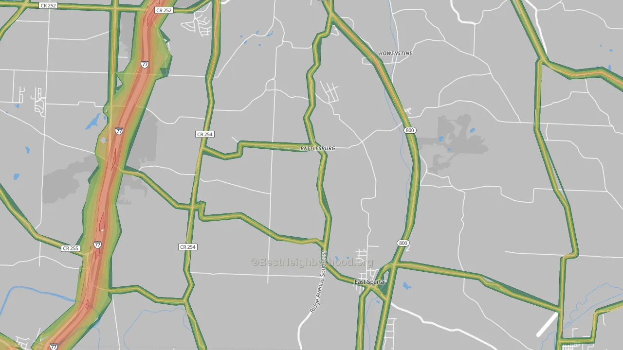 East Sparta, OH Map of Noise Levels in East Sparta