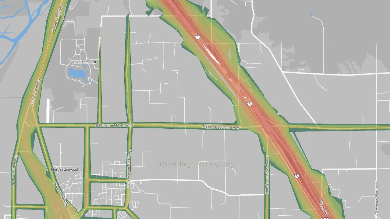 East Stanwood, WA Map of Noise Levels in East Stanwood
