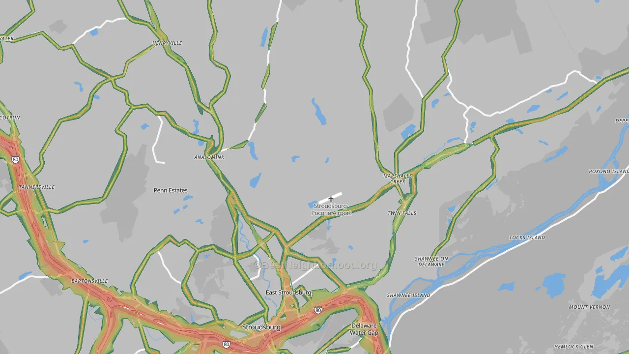 East Stroudsburg, PA Map of Noise Levels in East Stroudsburg