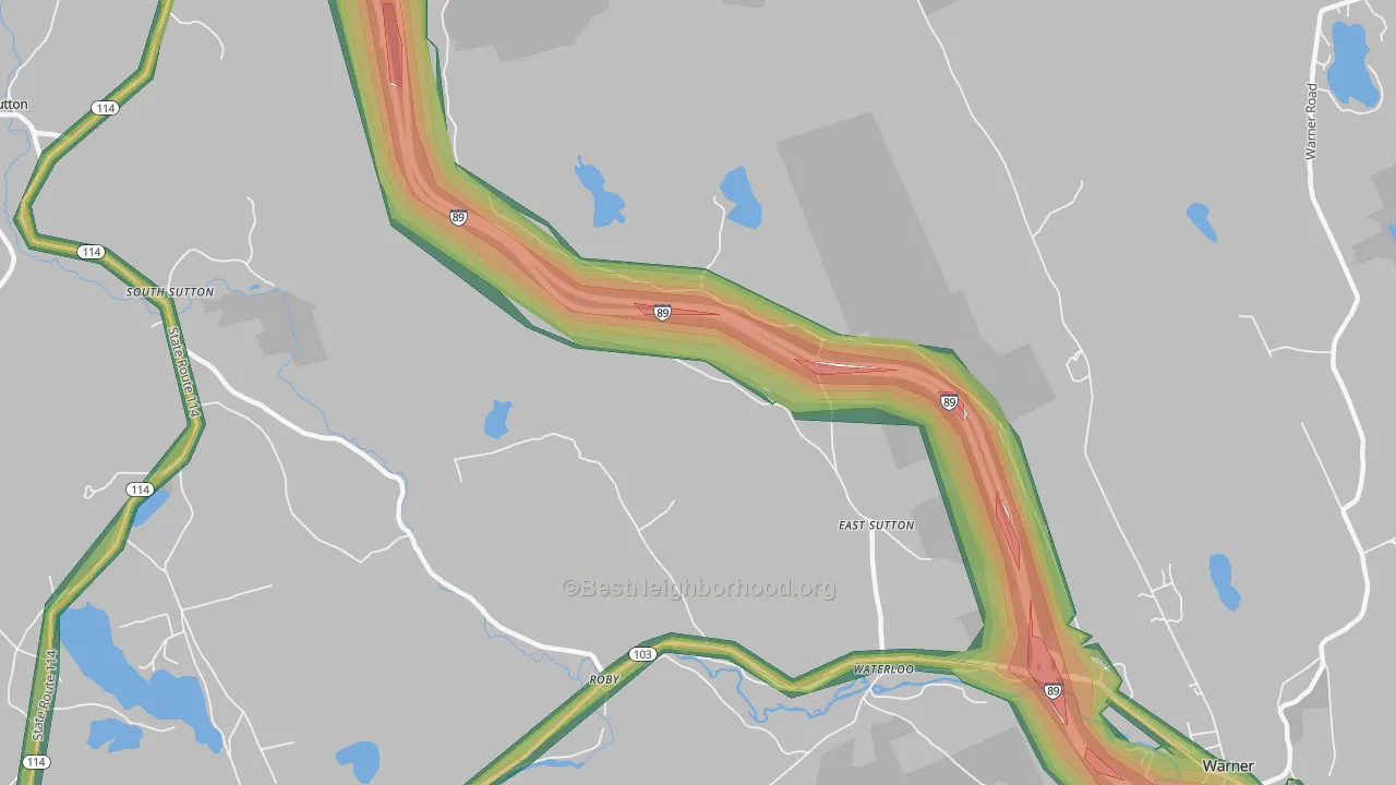 East Sutton, NH Map of Noise Levels in East Sutton