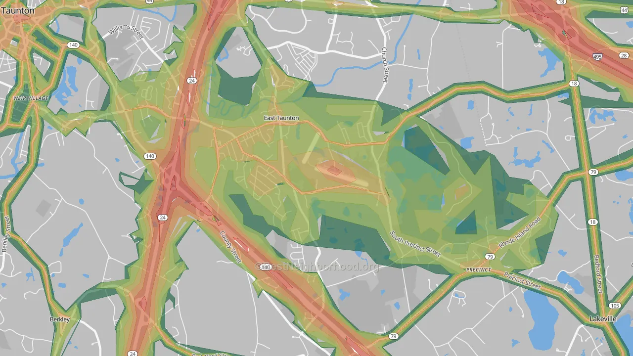 East Taunton, MA Map of Noise Levels in East Taunton