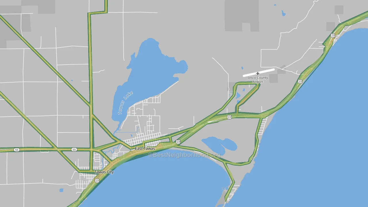 East Tawas, MI Map of Noise Levels in East Tawas