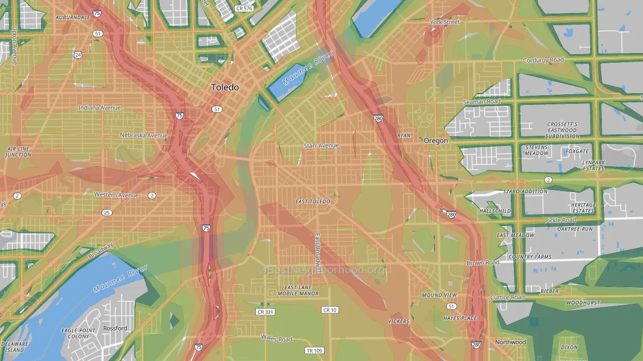East Toledo, Toledo, OH Map of Noise Levels in East Toledo