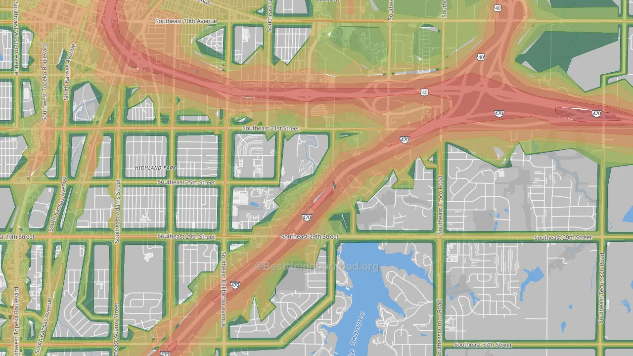 East Topeka, Topeka, KS Map of Noise Levels in East Topeka