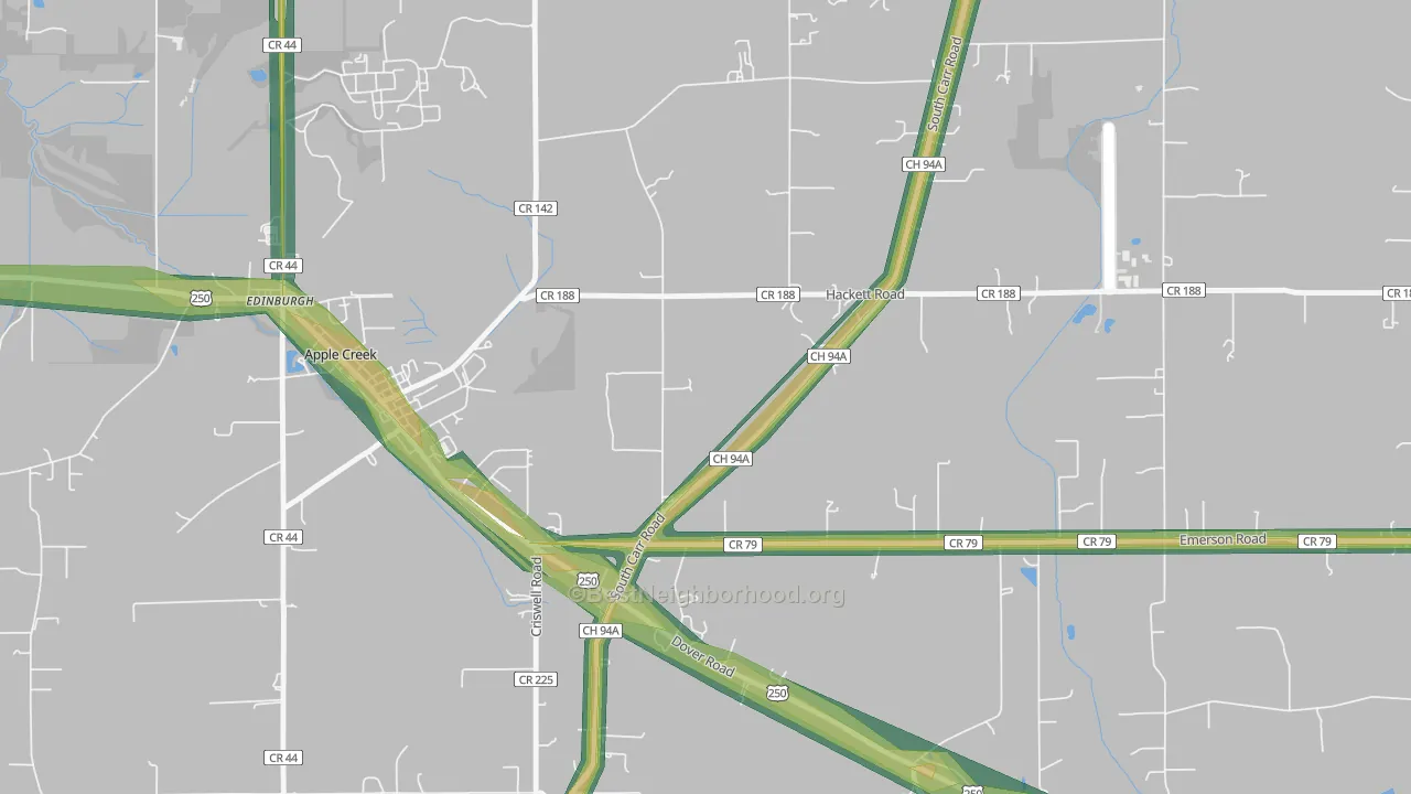 East Union, OH Map of Noise Levels in East Union