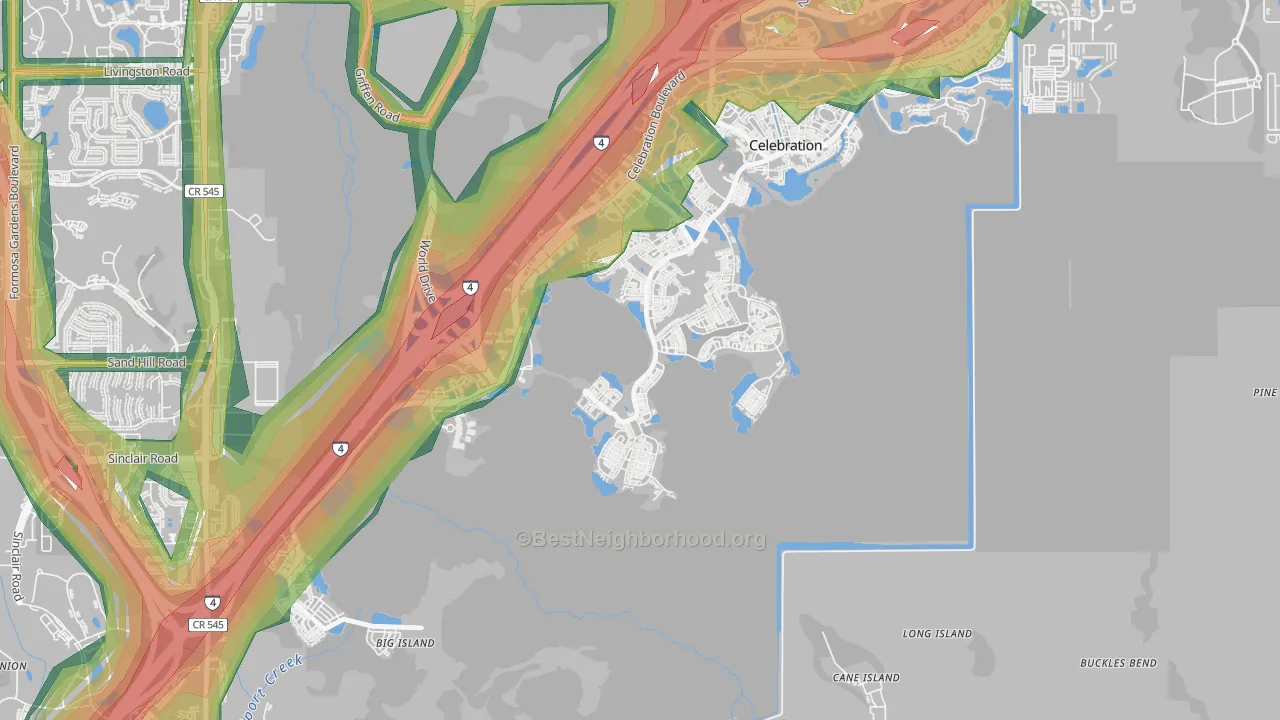 East Village, Celebration, FL Map of Noise Levels in East Village