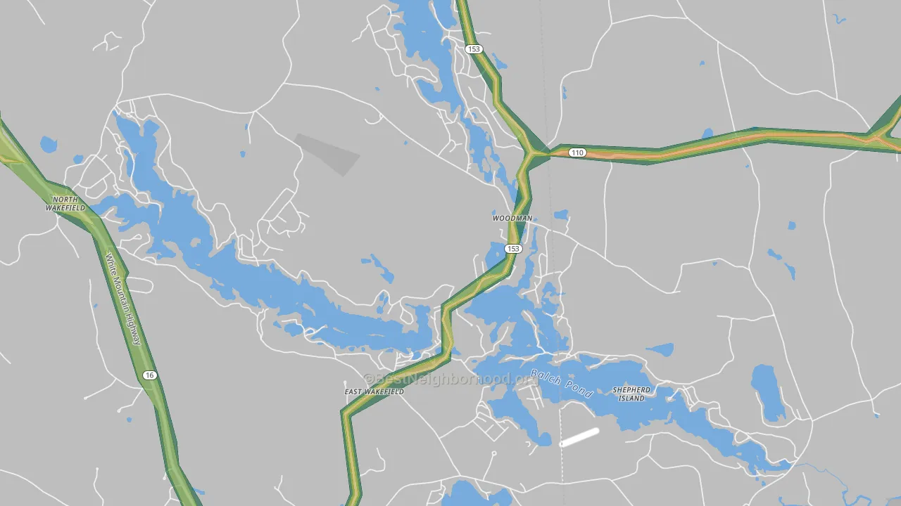 East Wakefield, NH Map of Noise Levels in East Wakefield