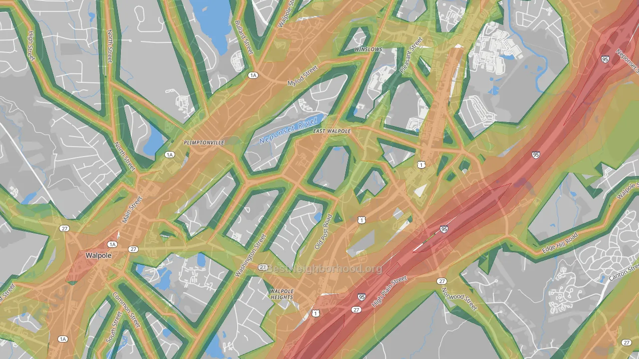 East Walpole, MA Map of Noise Levels in East Walpole