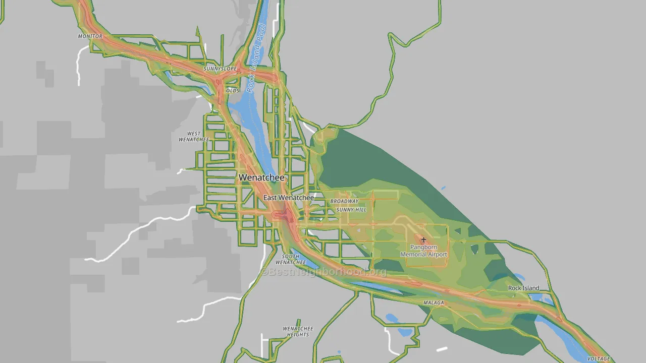 East Wenatchee, WA Map of Noise Levels in East Wenatchee