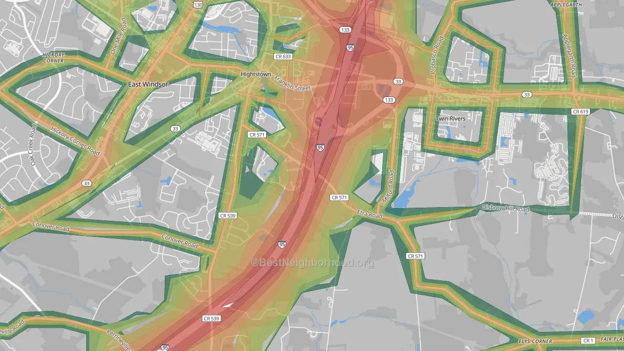 East Windsor, NJ Map of Noise Levels in East Windsor