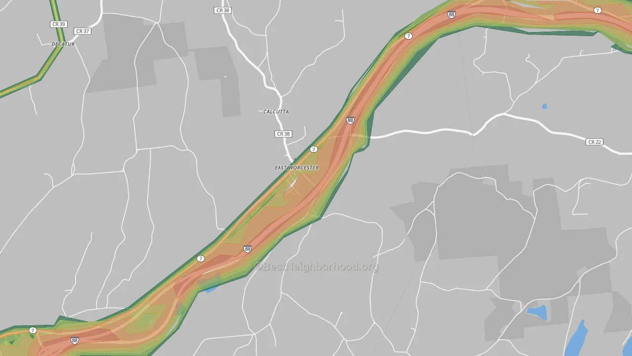 East Worcester, NY Map of Noise Levels in East Worcester
