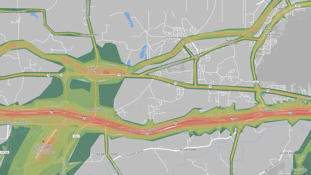 Eastaboga, AL Map of Noise Levels in Eastaboga