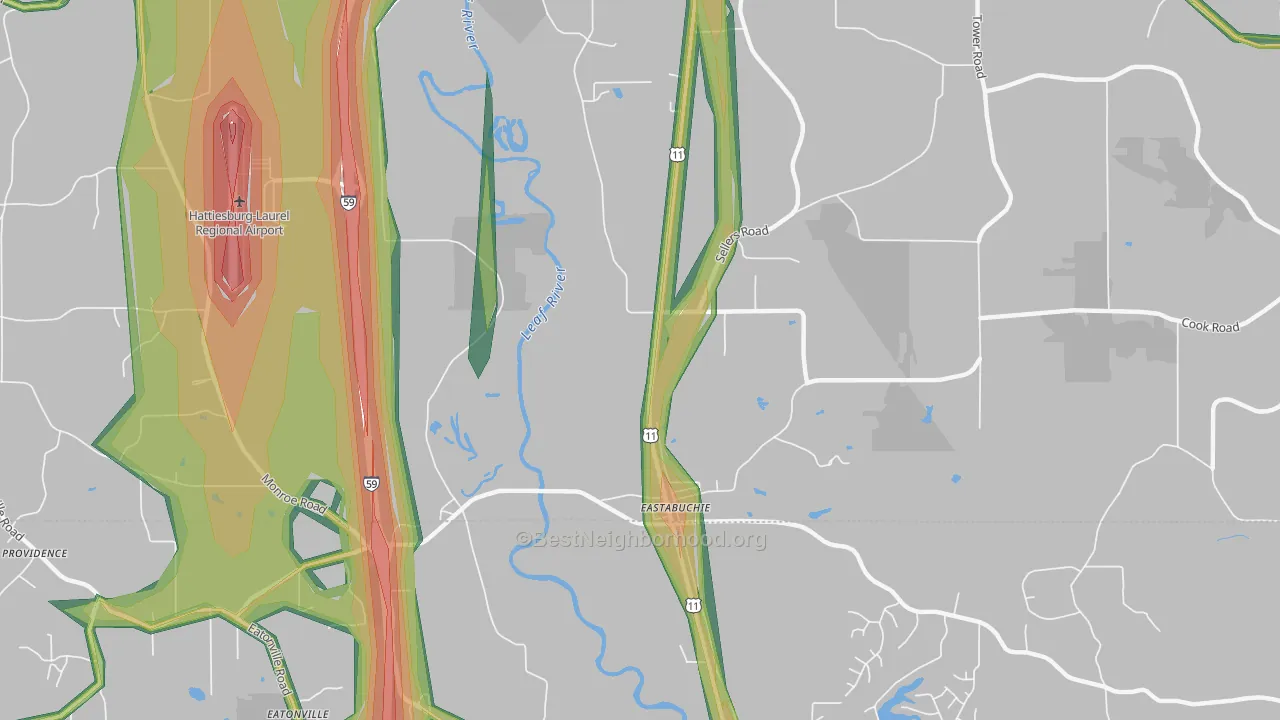 Eastabuchie, MS Map of Noise Levels in Eastabuchie