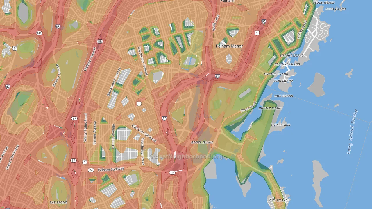 Eastchester, Bronx, NY Map of Noise Levels in Eastchester