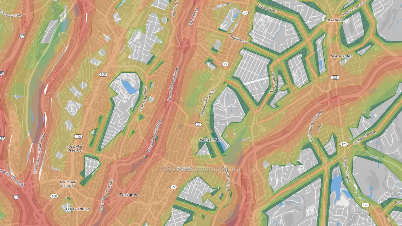 Eastchester, NY Map of Noise Levels in Eastchester