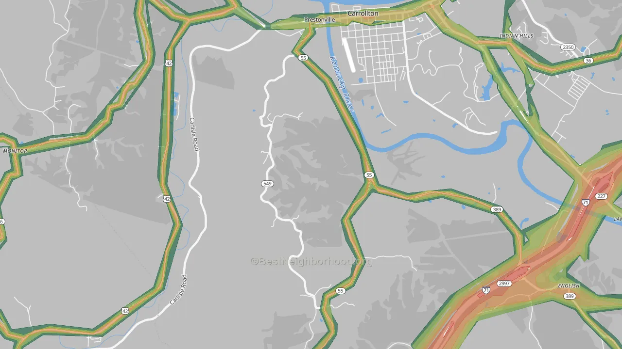 Easterday, KY Map of Noise Levels in Easterday