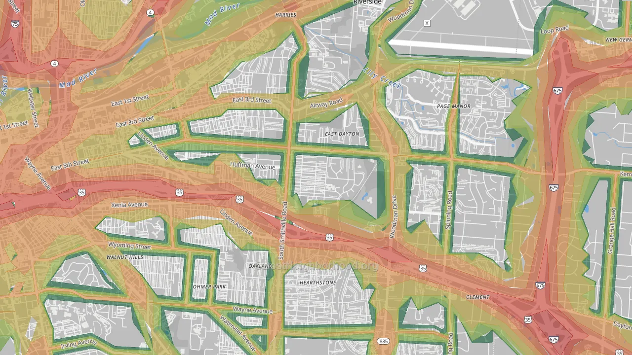 Eastern Hills, Dayton, OH Map of Noise Levels in Eastern Hills
