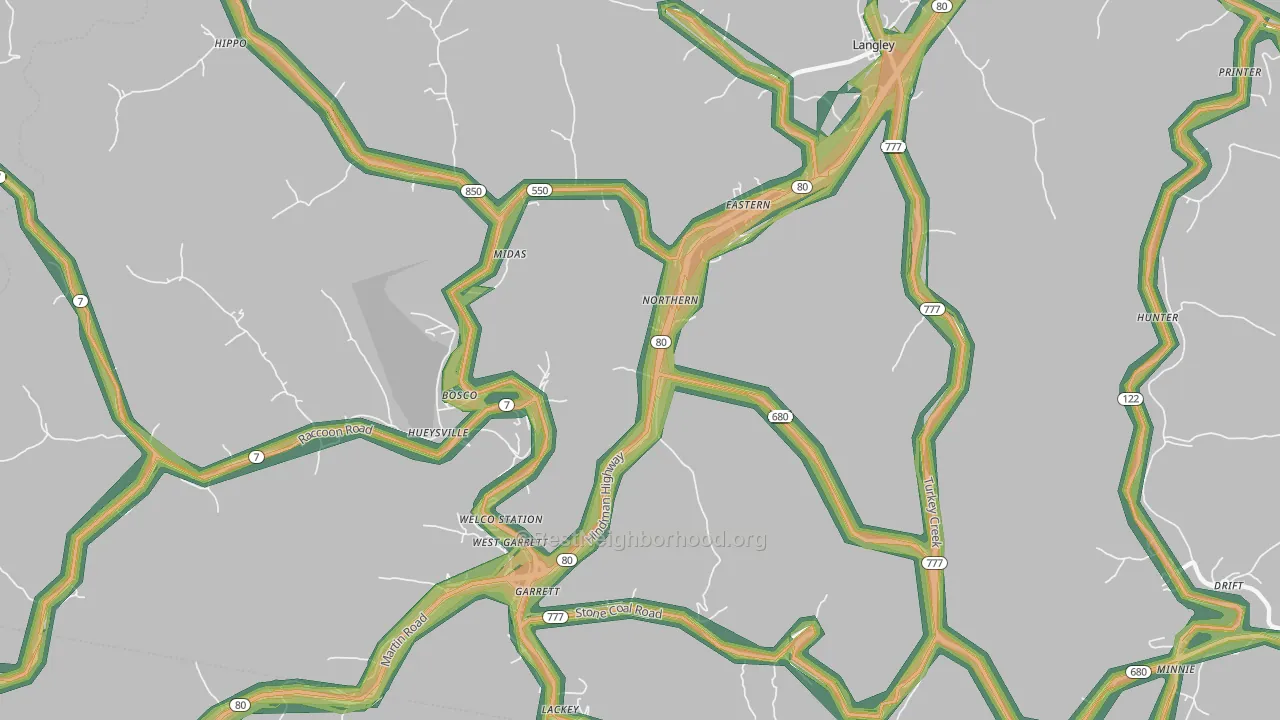 Eastern, KY Map of Noise Levels in Eastern