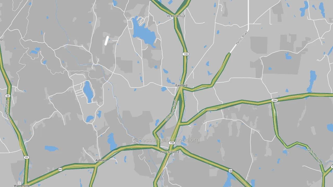 Eastford, CT Map of Noise Levels in Eastford