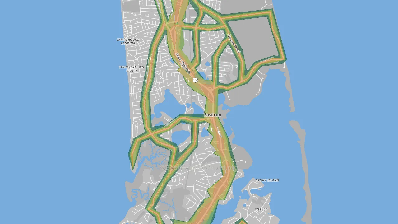 Eastham, MA Map of Noise Levels in Eastham