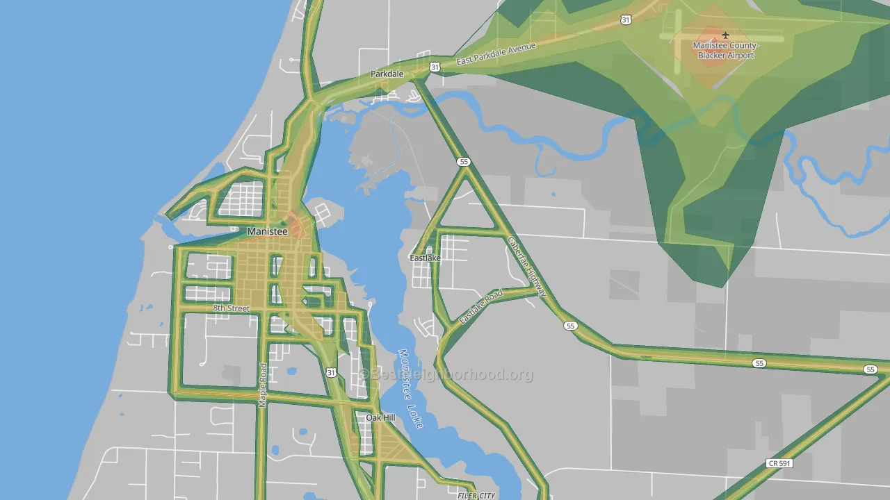 Eastlake, MI Map of Noise Levels in Eastlake