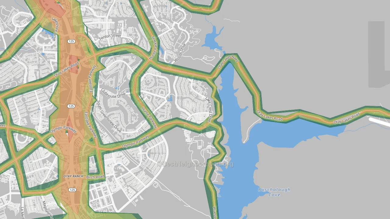 Eastlake Vistas, Chula Vista, CA Map of Noise Levels in Eastlake Vistas
