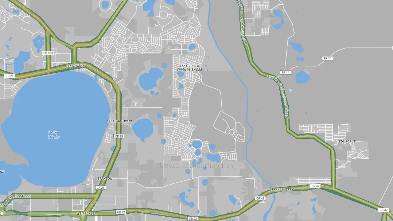Eastlake Weir, FL Map of Noise Levels in Eastlake Weir