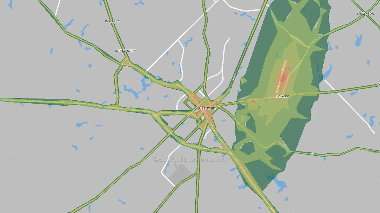 Eastman, GA Map of Noise Levels in Eastman