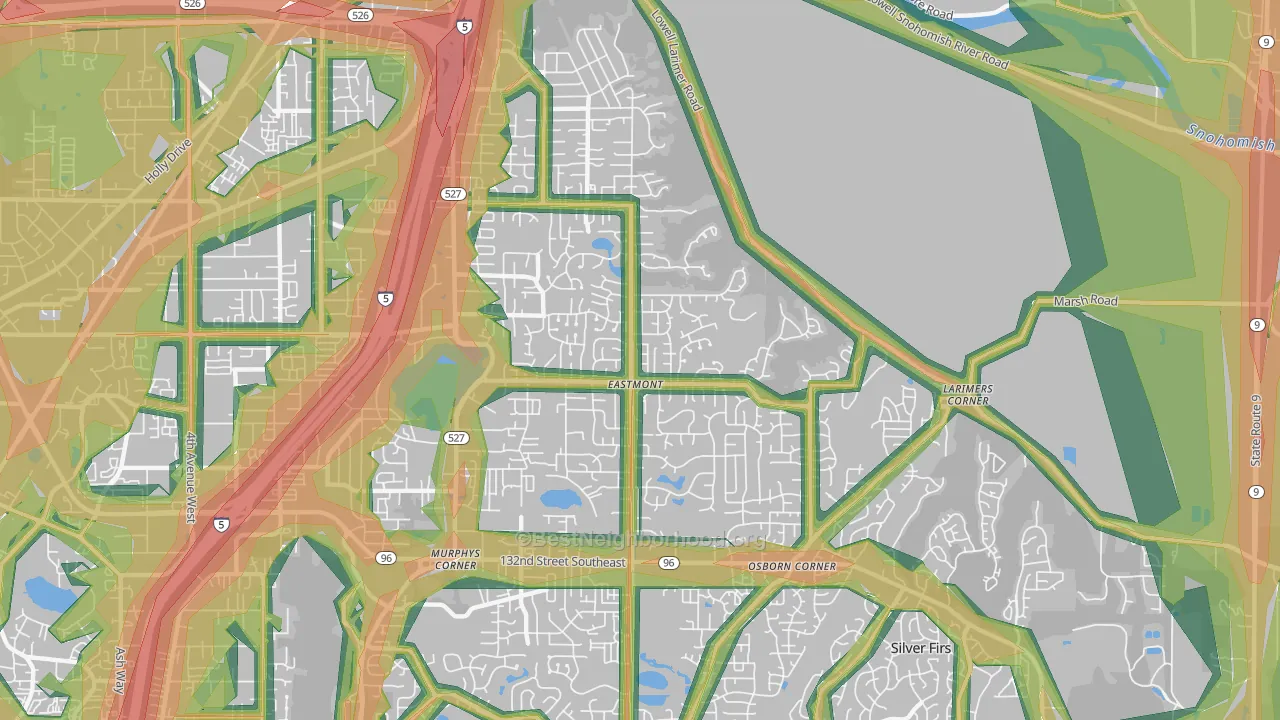 Eastmont, WA Map of Noise Levels in Eastmont
