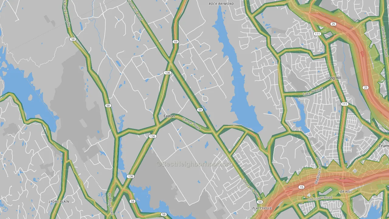 Easton, CT Map of Noise Levels in Easton