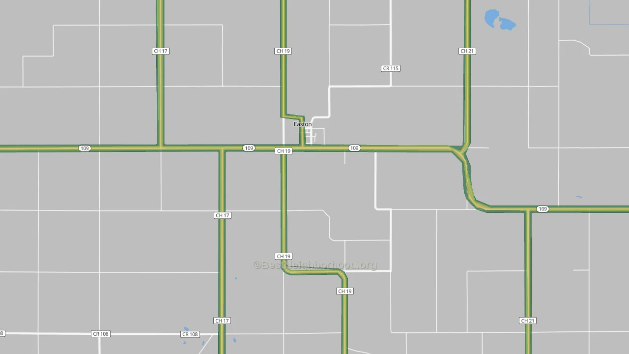 Easton, MN Map of Noise Levels in Easton