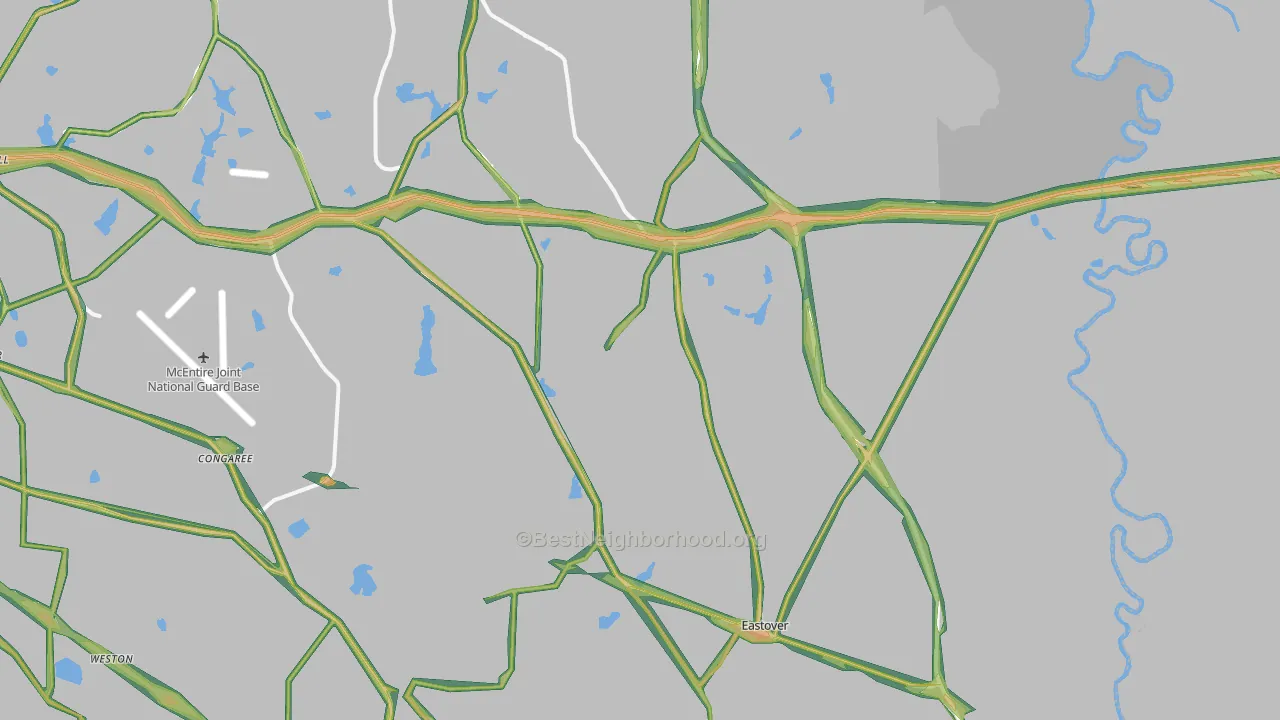 Eastover, SC Map of Noise Levels in Eastover