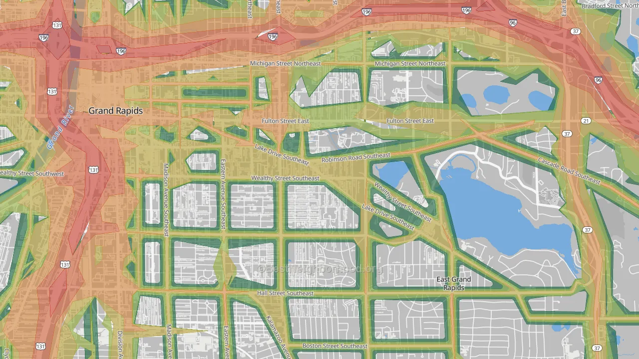 Eastown, Grand Rapids, MI Map of Noise Levels in Eastown