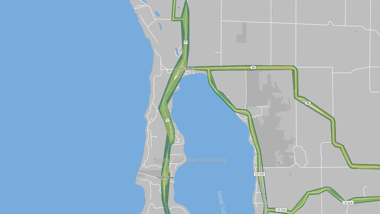 Eastport, MI Map of Noise Levels in Eastport