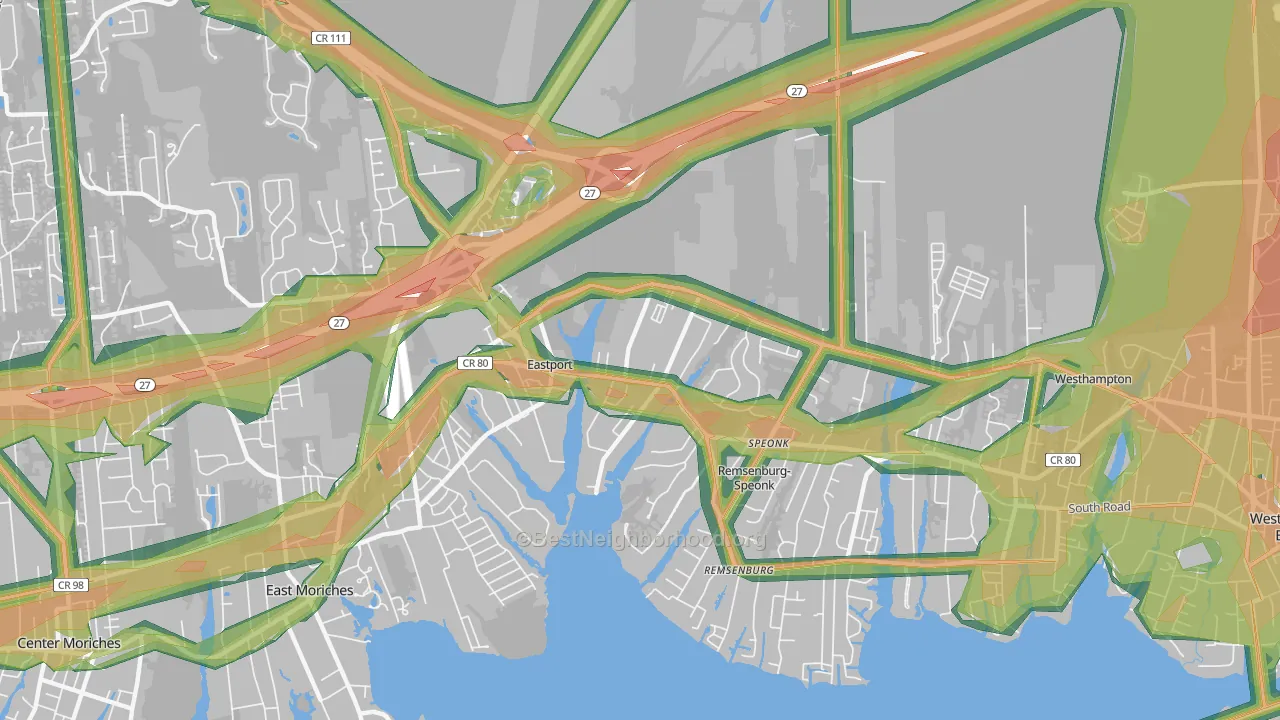 Eastport, NY Map of Noise Levels in Eastport