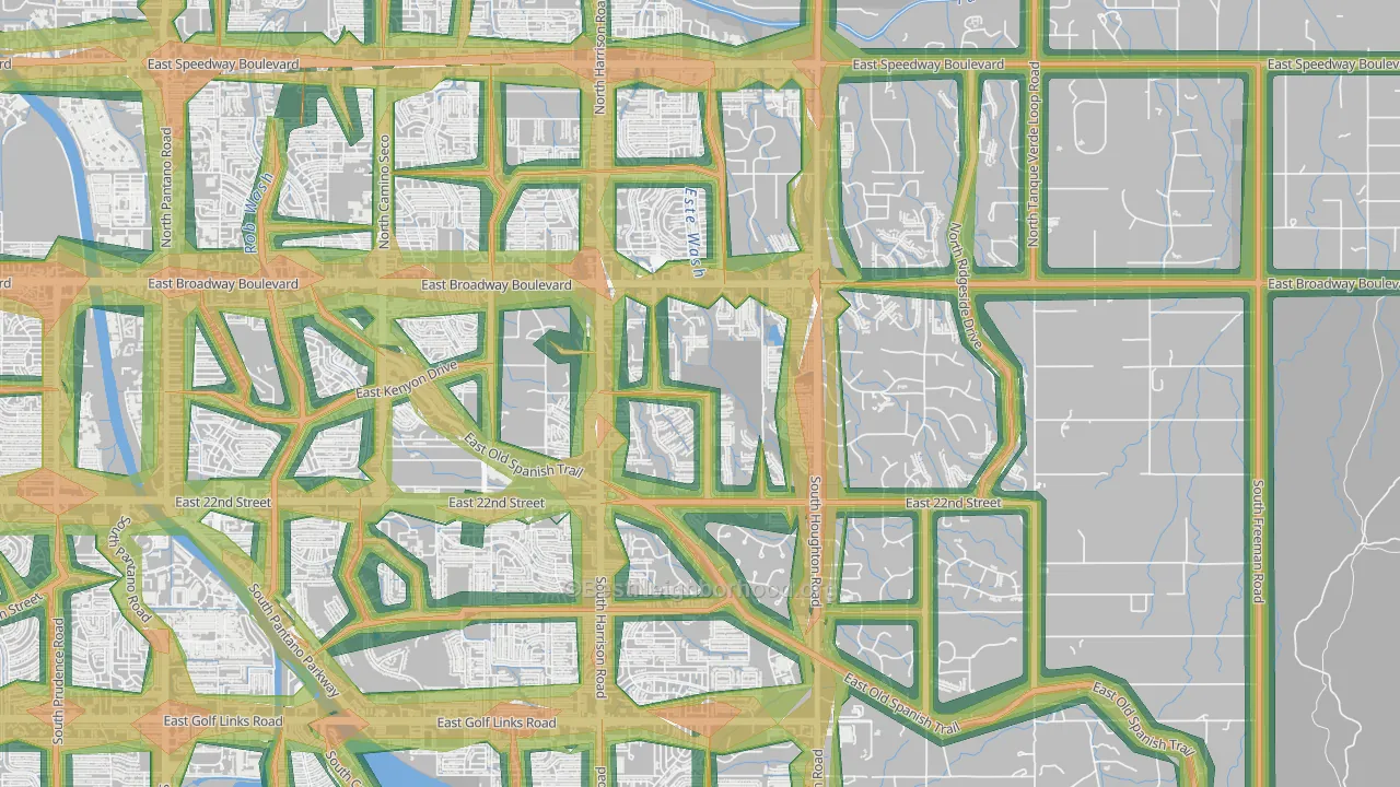 Eastside, Tucson, AZ Map of Noise Levels in Eastside