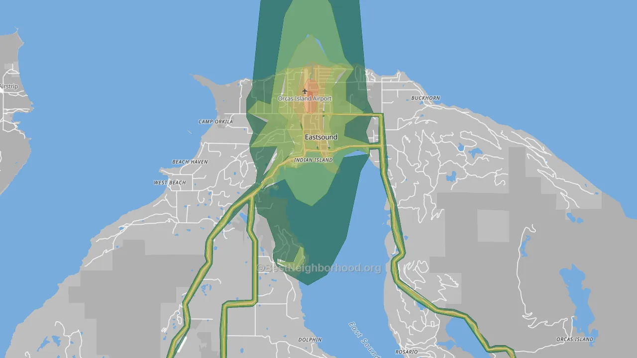Eastsound, WA Map of Noise Levels in Eastsound
