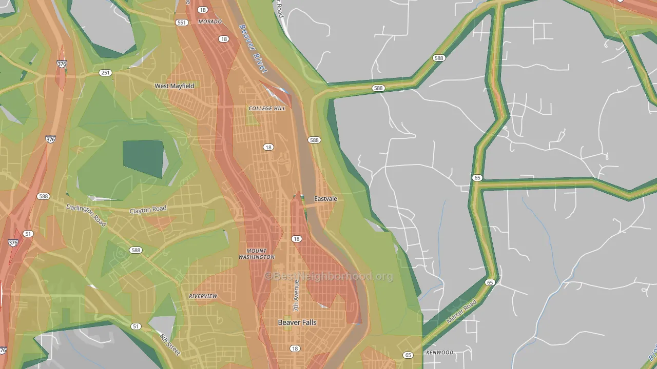 Eastvale, PA Map of Noise Levels in Eastvale