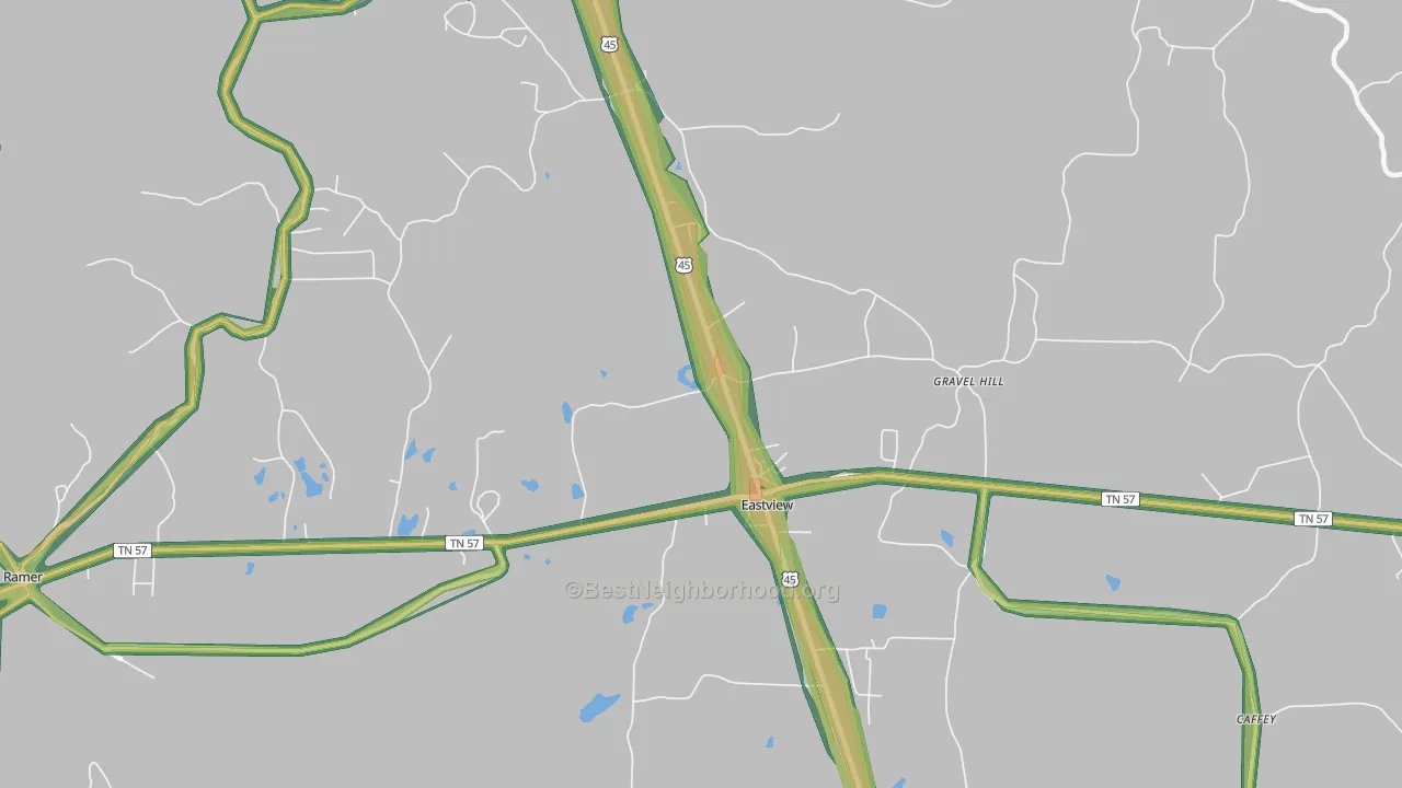 Eastview, TN Map of Noise Levels in Eastview
