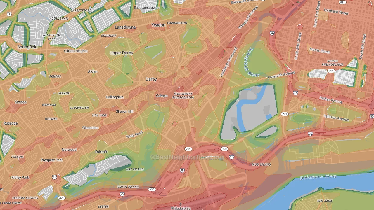 Eastwick, Philadelphia, PA Map of Noise Levels in Eastwick