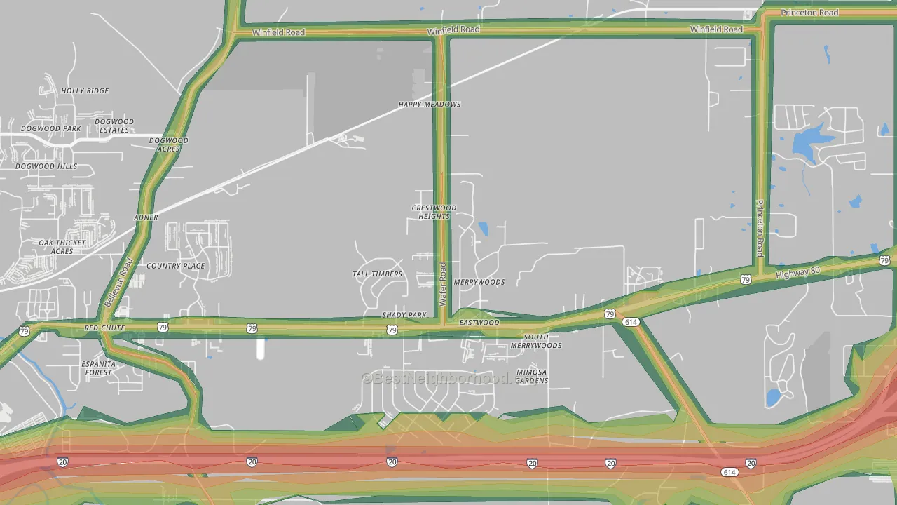 Eastwood, LA Map of Noise Levels in Eastwood